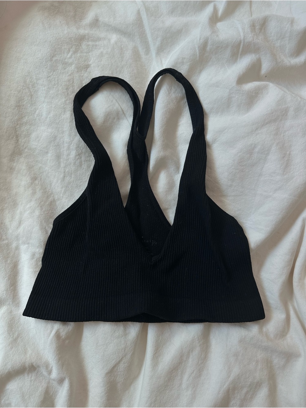 Free People Black stretchy Ribbed Bralette